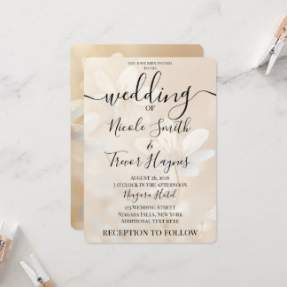 Invitation Mariage personnalisé sépia Fleurs blanches