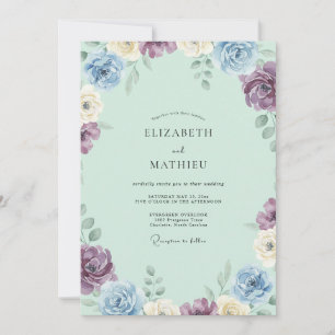 Invitation Mariage Pervenche Pétales de Lilas