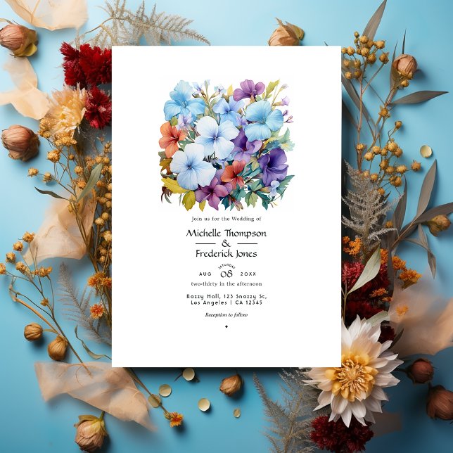 Invitation Mariage Pervenche, Turquoise et Brun Rougeâtre (Créateur téléchargé)