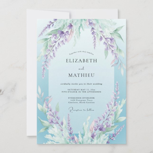 Invitation Mariage Pervenche Wisteria (Devant)