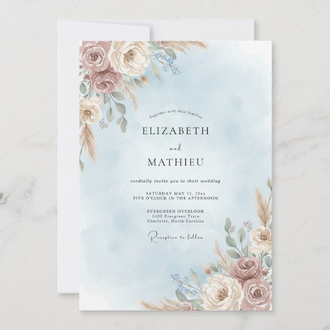Invitation Mariage Petal Mist Taupe (Devant)