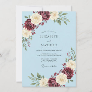 Invitation Mariage Pétale Azur Marron