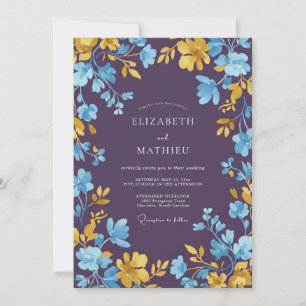 Invitation Mariage Pétale Azur Prune