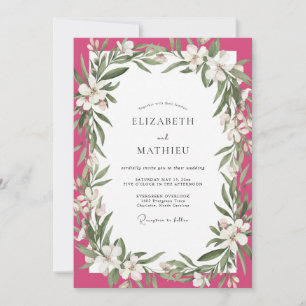 Invitation Mariage Pétale Blanche Magenta