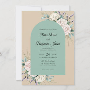 Invitation Mariage pétale Champagne écume de mer