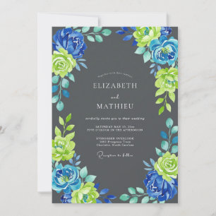 Invitation Mariage pétale cobalt Chartreuse