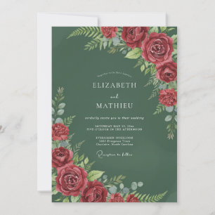 Invitation Mariage Pétale Cramoisi de la Forêt