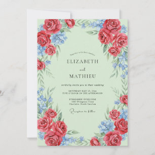 Invitation Mariage Pétale Cramoisi Menthe