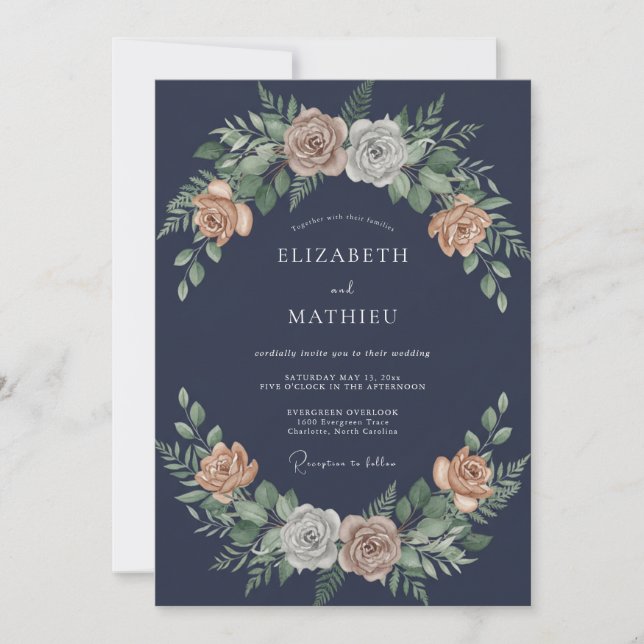 Invitation Mariage Pétale d'Abricot de Minuit (Devant)