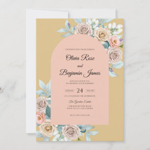 Invitation Mariage pétale d'abricot moutarde