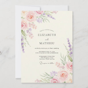 Invitation Mariage Pétale d'Améthyste Rose