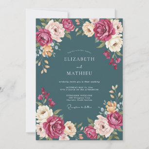 Invitation Mariage Pétale d'Ardoise Magenta