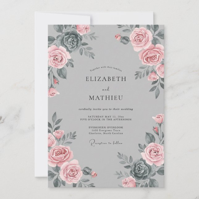 Invitation Mariage Pétale d'Ardoise Mauve (Devant)