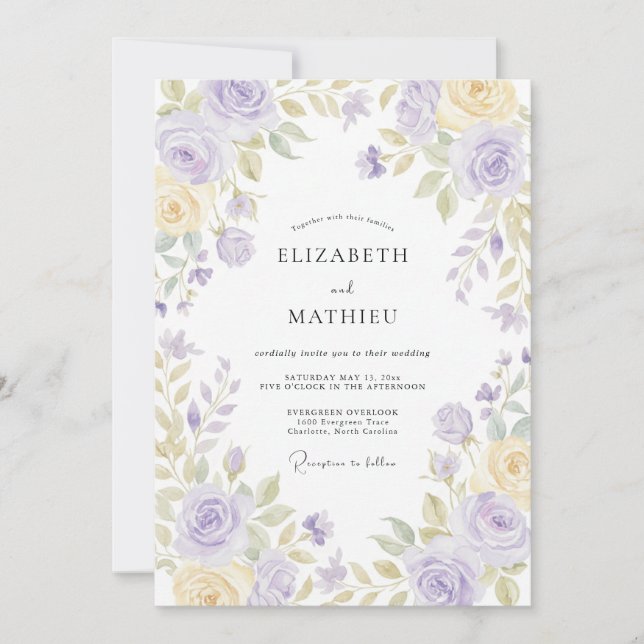 Invitation Mariage Pétale de Beurre Pervenche (Devant)