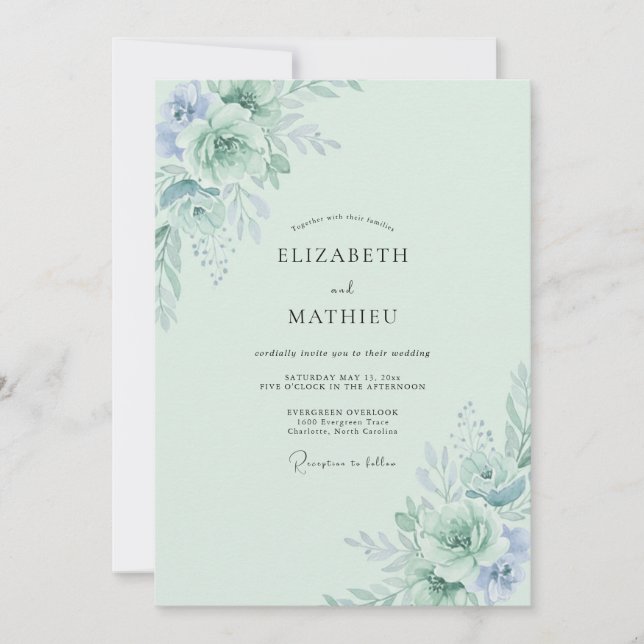 Invitation Mariage pétale de bigorneau mousse de mer (Devant)