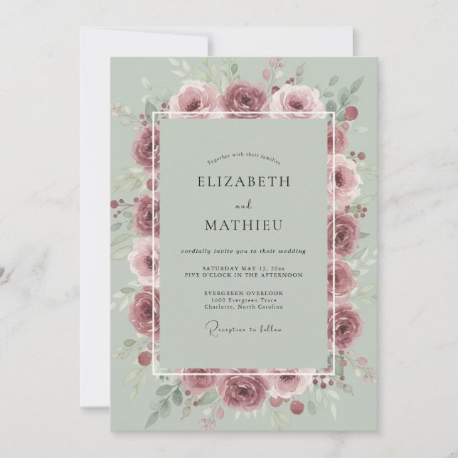 Invitation Mariage Pétale de Brume Mauve (Devant)