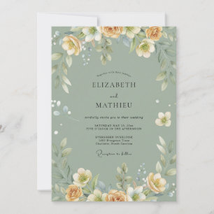 Invitation Mariage Pétale de Champagne Celadon