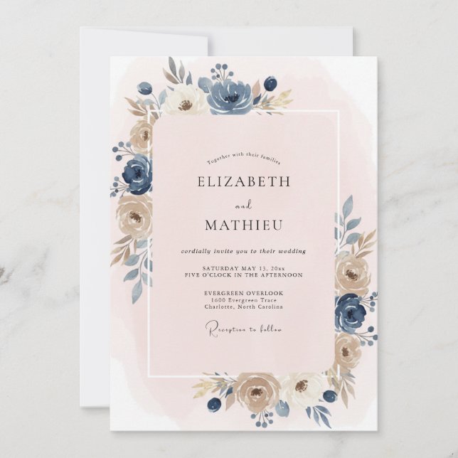 Invitation Mariage pétale de champagne en acier (Devant)