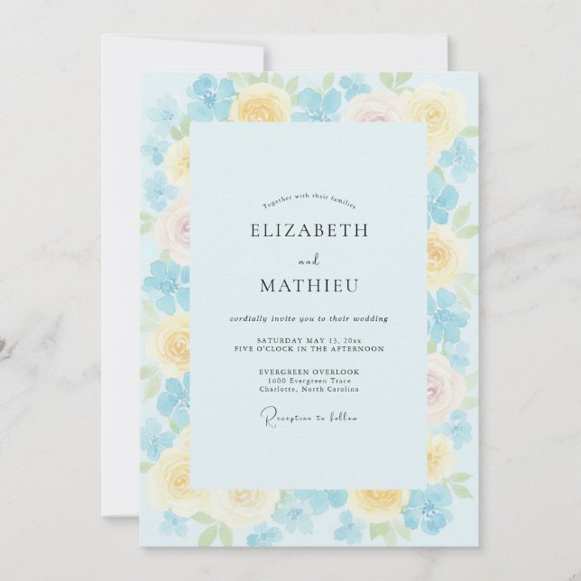 Invitation Mariage Pétale de Citrine Céleste (Devant)