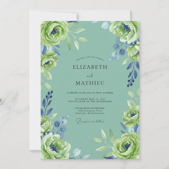 Invitation Mariage pétale de citron vert écume de mer (Devant)