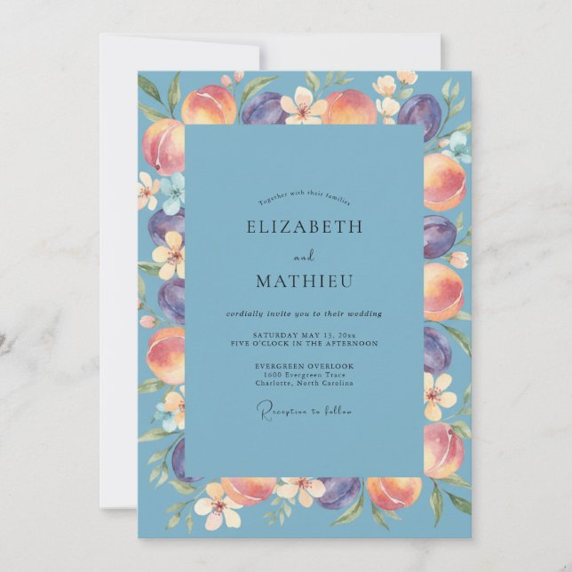 Invitation Mariage Pétale de Corail Pervenche (Devant)