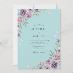Invitation Mariage Pétale de Lilas Aqua