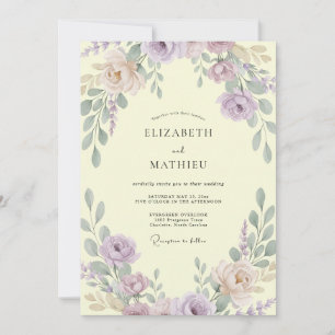 Invitation Mariage Pétale de Lilas Douce Jaune Pâle