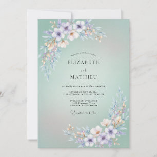 Invitation Mariage pétale de lilas écume de mer