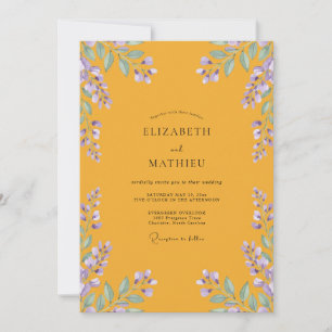 Invitation Mariage pétale de lilas moutarde