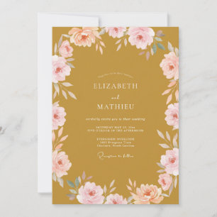 Invitation Mariage pétale de moutarde rose pétale