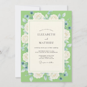 Invitation Mariage pétale de pervenche citron vert