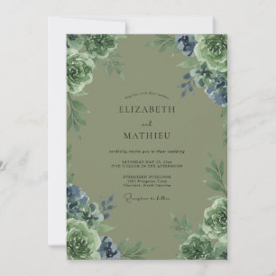 Invitation Mariage Pétale de Pérywinkle Olive