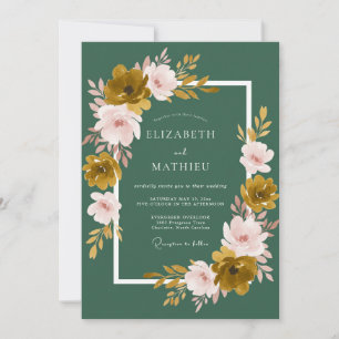Invitation Mariage pétale de rose émeraude