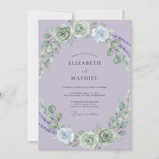 Invitation Mariage pétale de sauge de bruyère (Devant)