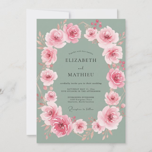 Invitation Mariage Pétale de Sauge Mauve (Devant)