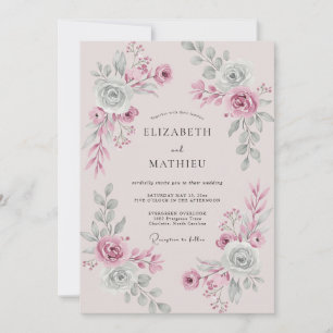 Invitation Mariage Pétale de Sauge Rose
