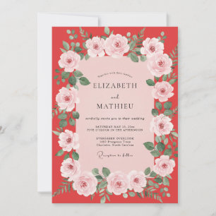 Invitation Mariage Pétale de Teint de Rougeur Cramoisi