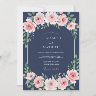 Invitation Mariage Pétale de Teinte Rouge Minuit