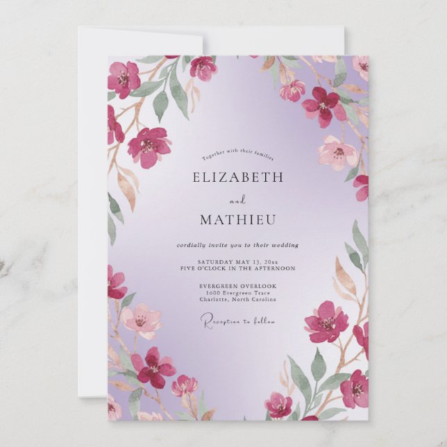 Invitation Mariage Pétale d'Orchidée Plumée (Devant)