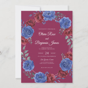 Invitation Mariage Pétale Indigo Magenta Bohème