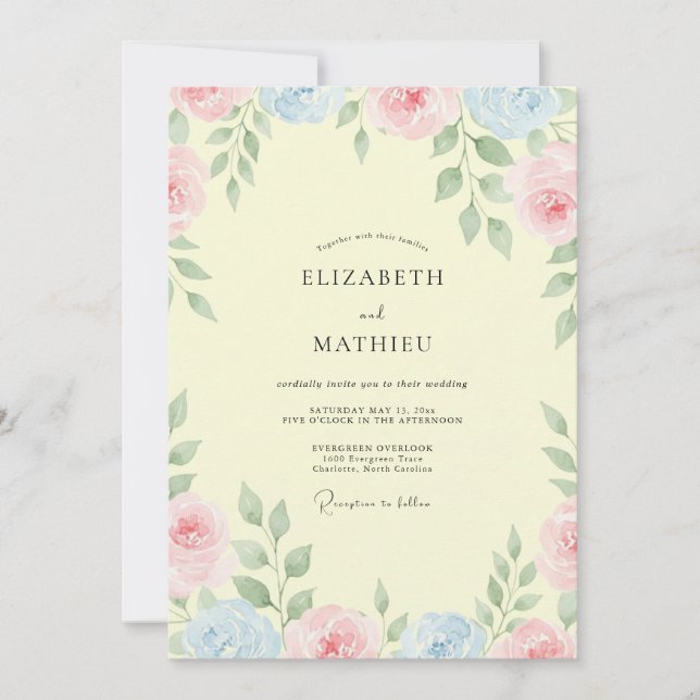 Invitation Mariage pétale jaune beurre (Devant)