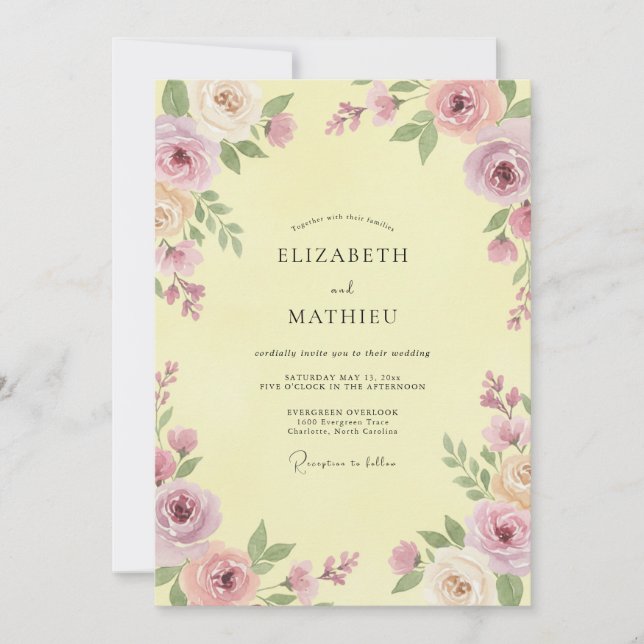 Invitation Mariage pétale mauve beurré (Devant)