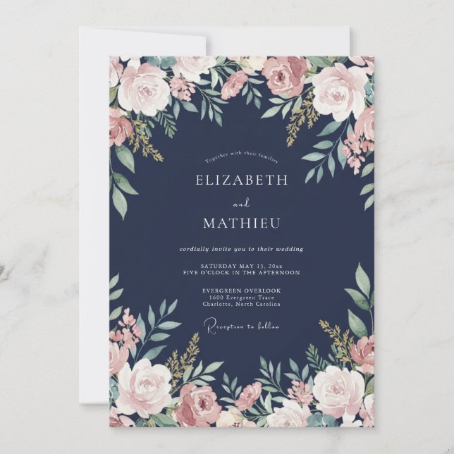 Invitation Mariage Pétale Mauve de Minuit (Devant)