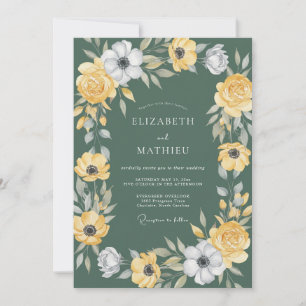 Invitation Mariage Pétale Olive Moutarde