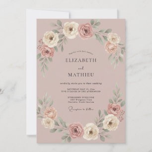Invitation Mariage pétale rose Champagne