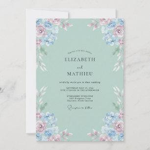 Invitation Mariage Pétale Rouge-Céladon