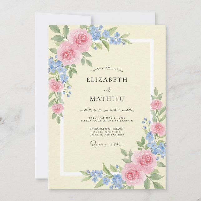 Invitation Mariage pétale rouge tendre de beurre (Devant)