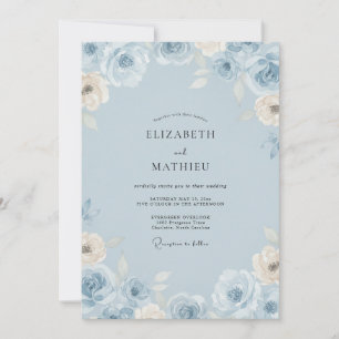 Invitation Mariage Pétales de glace azur