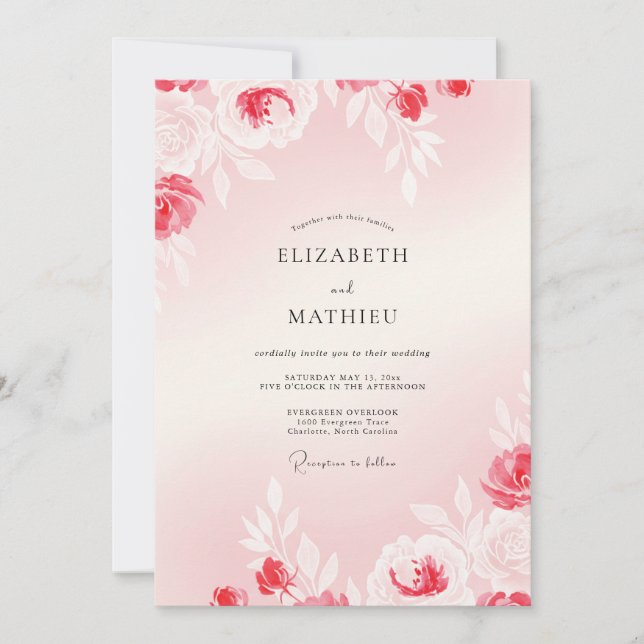 Invitation Mariage Pétales de Merlot (Devant)