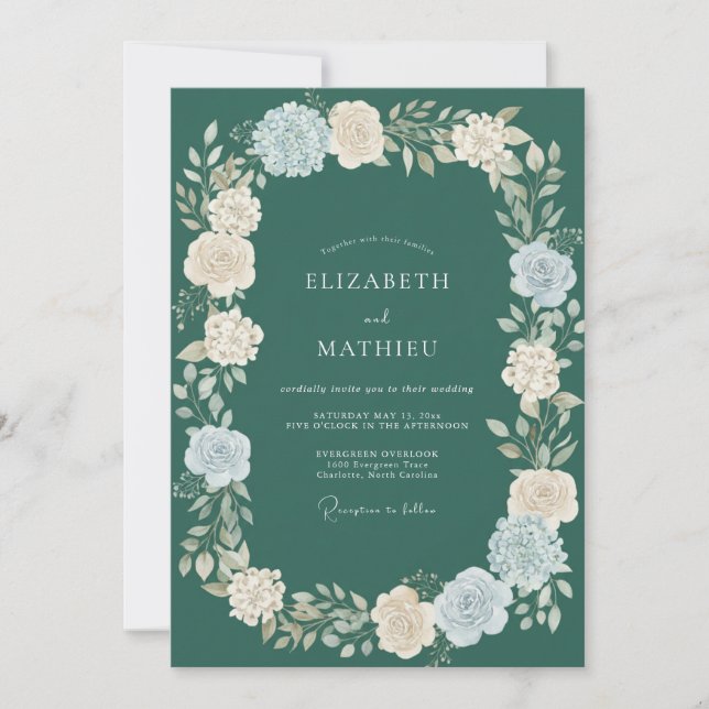 Invitation Mariage Pétrole Profond Pétale (Devant)